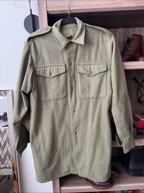 Men's Military-Style Olive Green Button-Up Shirt Jackets Ladybird Belfast small